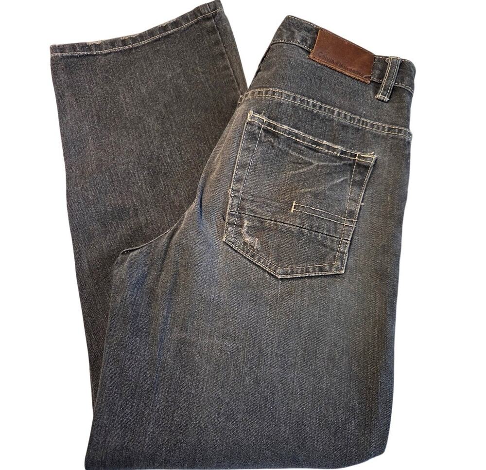 Vtg Calvin Klein CK Sz 14 Black Jeans Charcoal Relaxed 90's Y2K